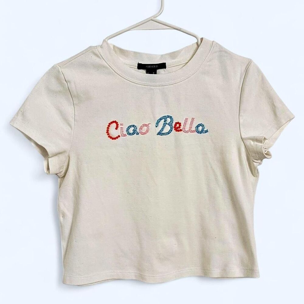 Forever 21 Beaded Ciao Bella crop top